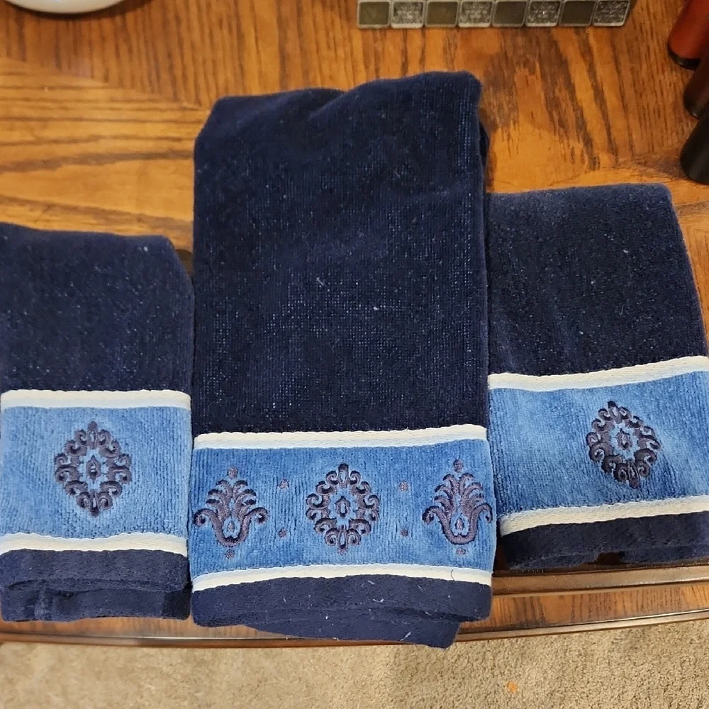 Sonoma Blue Embroidered Towels